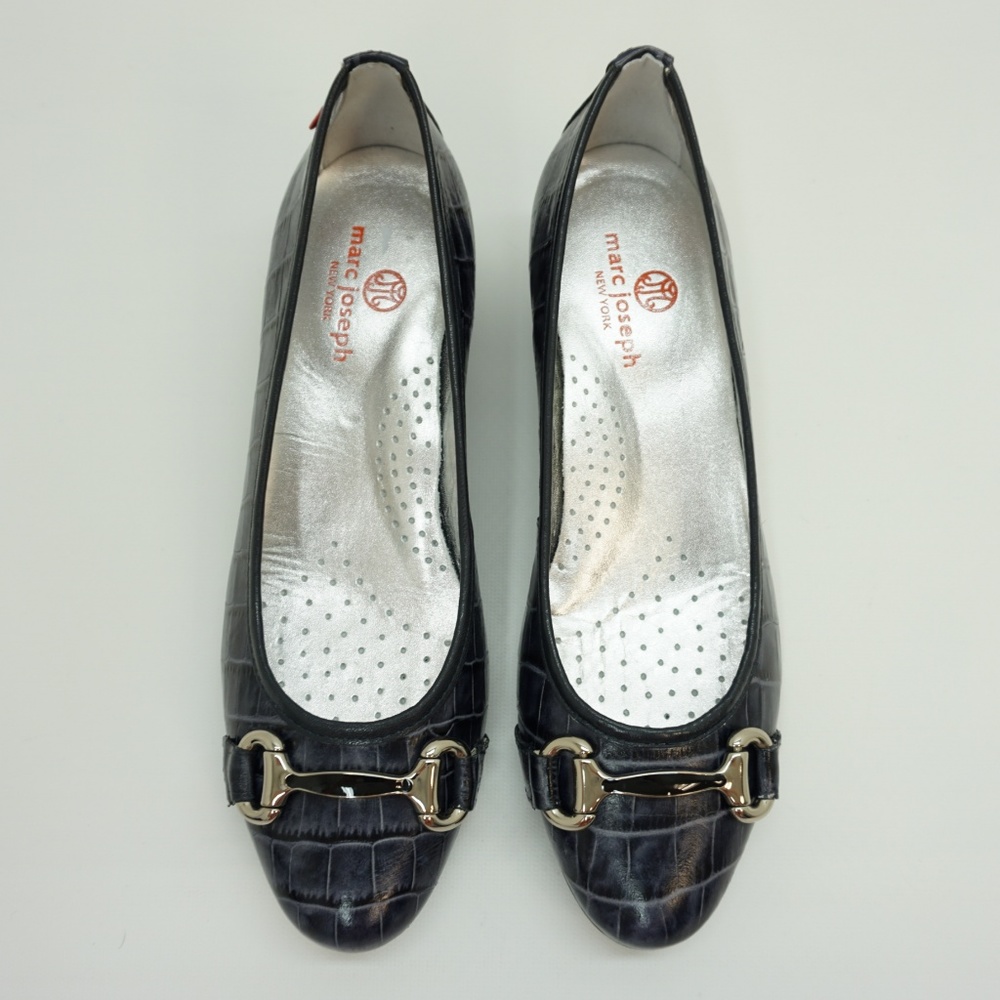 Marc Joseph New York  Croco Embossed Pumps Navy 38 - Picture 4 of 8